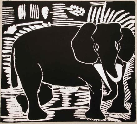 Linocut print by John Muafangejo